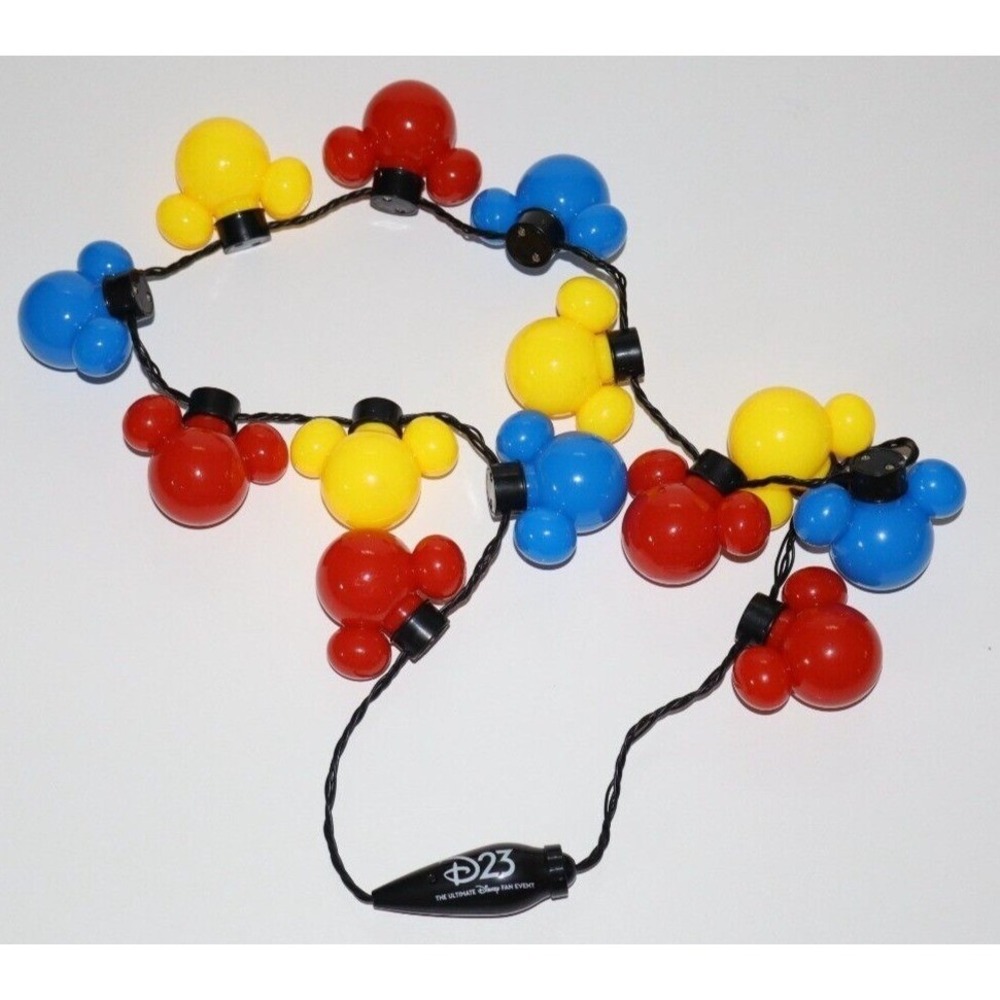 Disney D23 2024 HONDA CENTER Red Yellow & Blue Mickey Heads Light Up Necklace